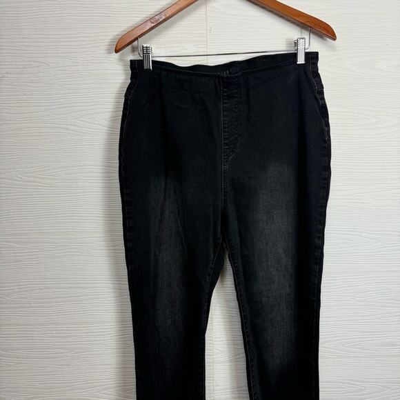 RISEN Elastic Banded Frayed Skinny Black Jeans 1X - Picture 3 of 10